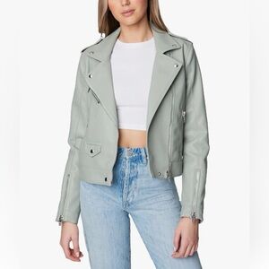 NWT! BLANK NYC Faux Vegan Leather Moto Jacket Asymmetrical Zip in Mint Green XS
